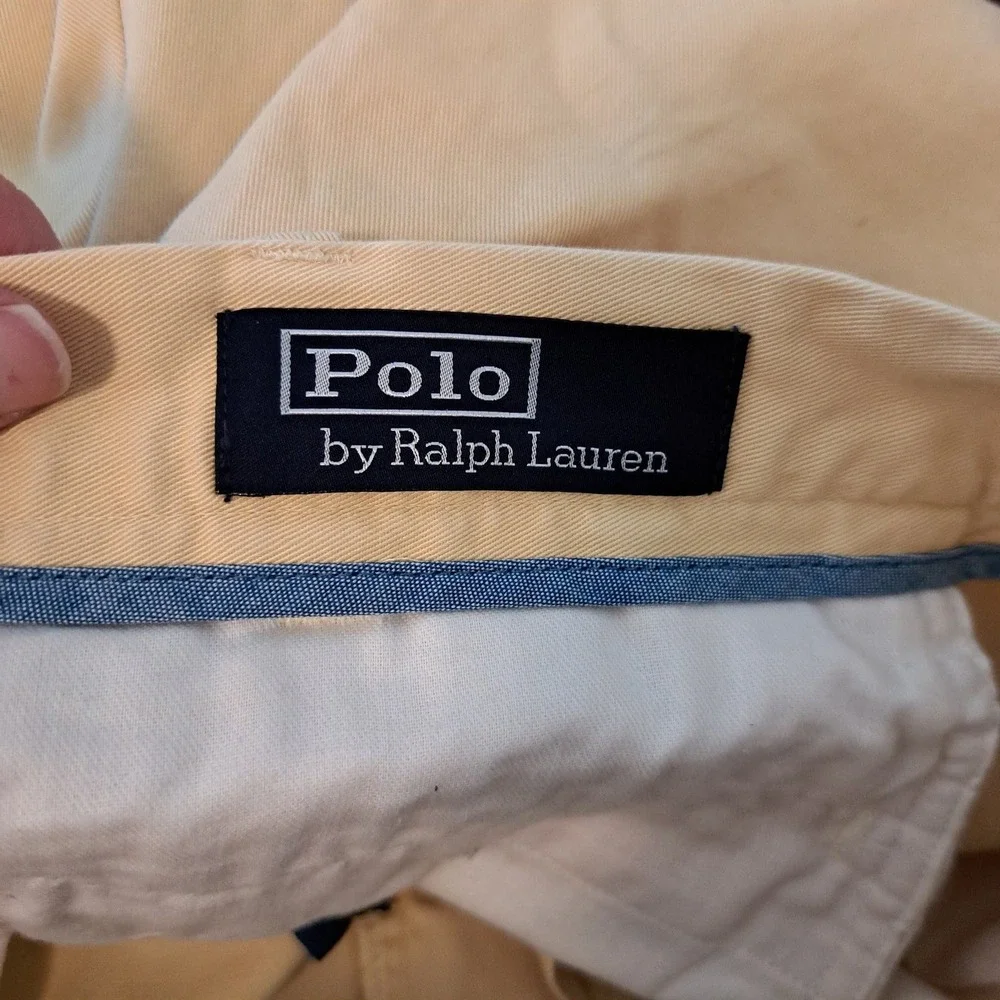 Polo Ralph Lauren Mens Yellow Cotton Chino Shorts Size 36 Flat Front Twill